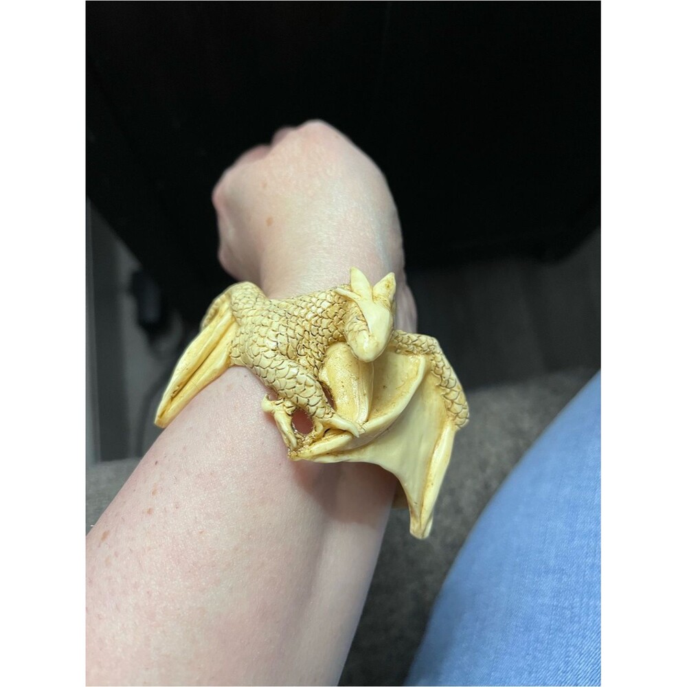 Hand Carved Coyote Bone Dragon Cuff Vintage Southwest